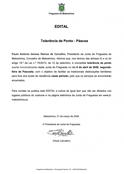 Toler&acirc;ncia de Ponto - P&aacute;scoa